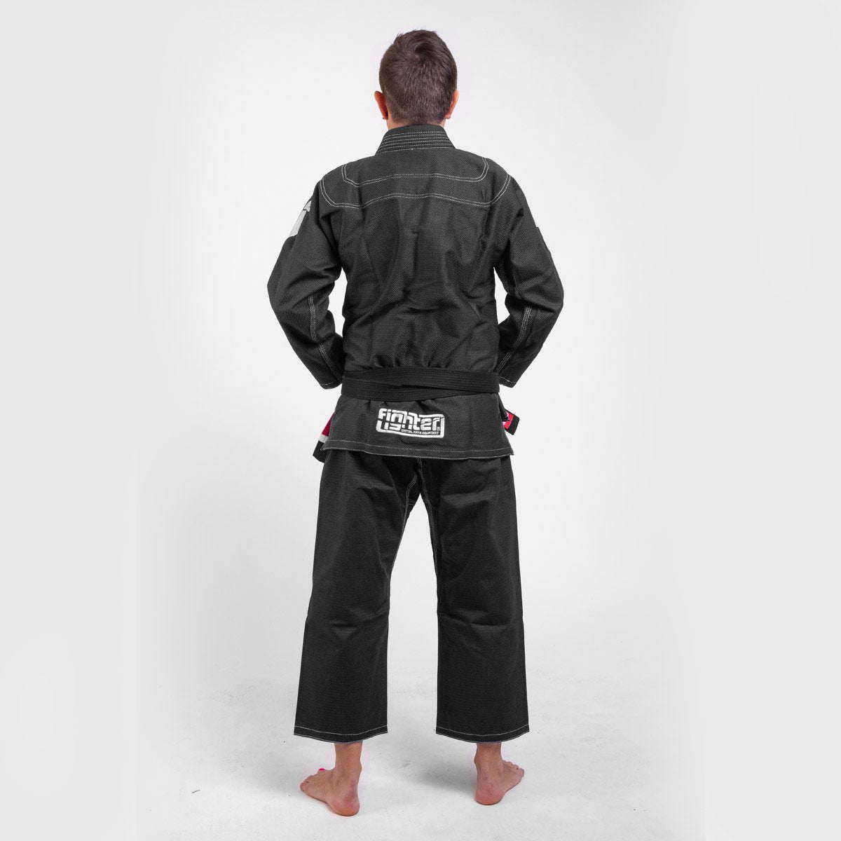 Fighter BJJ Kimono Reisstroh - schwarz