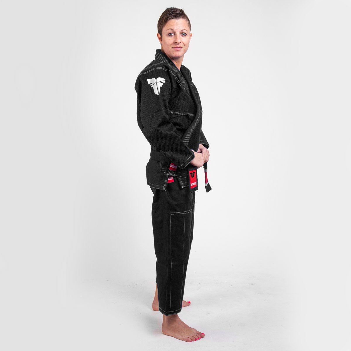 Fighter BJJ Kimono Reisstroh - schwarz